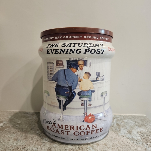 Harmony Bay Ltd Edition Ground Coffee ~ The Saturday Evening Post 28oz Tin Can - Picture 1 of 8